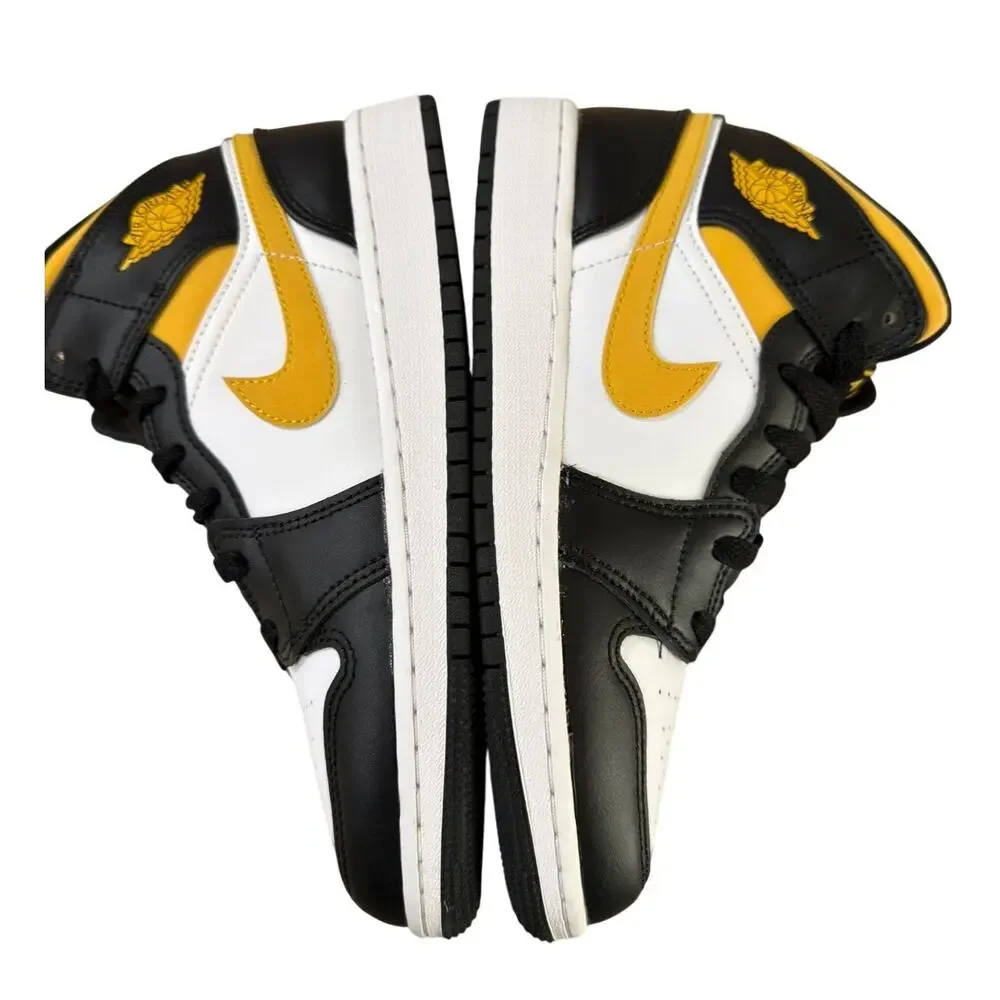 NEW Air Jordan 1 Mid-Top Sneaker White/Pollen-Black Size 4.5Y